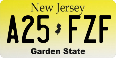 NJ license plate A25FZF