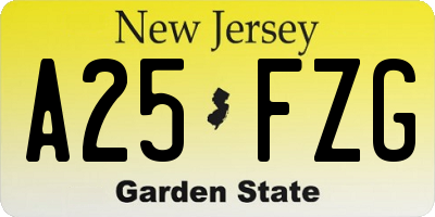 NJ license plate A25FZG