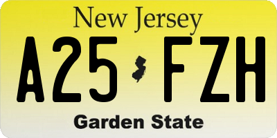 NJ license plate A25FZH