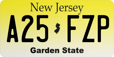 NJ license plate A25FZP
