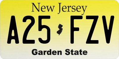 NJ license plate A25FZV
