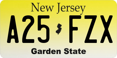 NJ license plate A25FZX