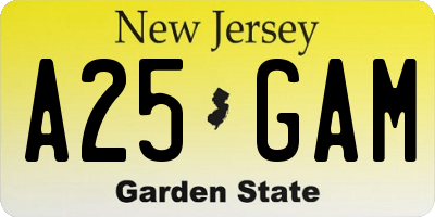 NJ license plate A25GAM
