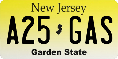NJ license plate A25GAS