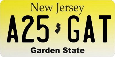 NJ license plate A25GAT