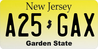 NJ license plate A25GAX