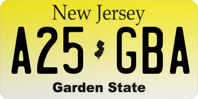 NJ license plate A25GBA