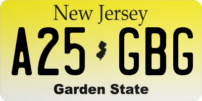NJ license plate A25GBG