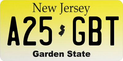 NJ license plate A25GBT