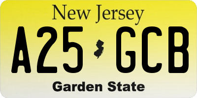 NJ license plate A25GCB