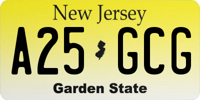 NJ license plate A25GCG