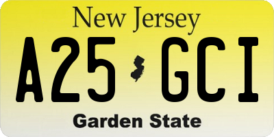 NJ license plate A25GCI