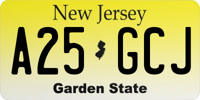 NJ license plate A25GCJ