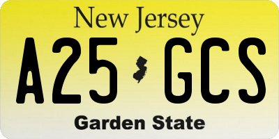 NJ license plate A25GCS
