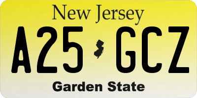 NJ license plate A25GCZ