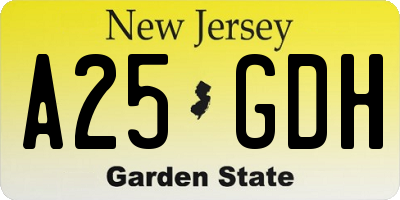 NJ license plate A25GDH