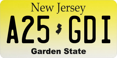 NJ license plate A25GDI