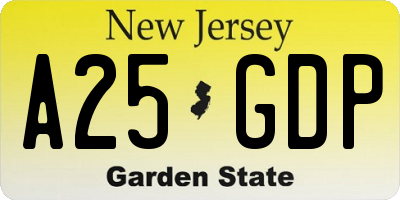 NJ license plate A25GDP