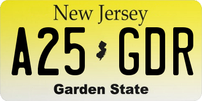 NJ license plate A25GDR