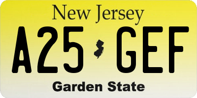 NJ license plate A25GEF