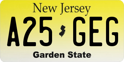 NJ license plate A25GEG