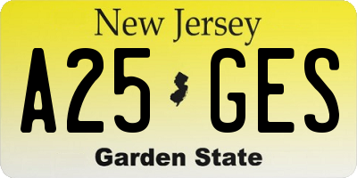 NJ license plate A25GES