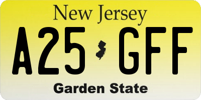 NJ license plate A25GFF