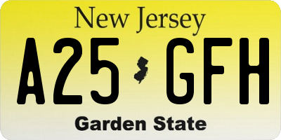 NJ license plate A25GFH