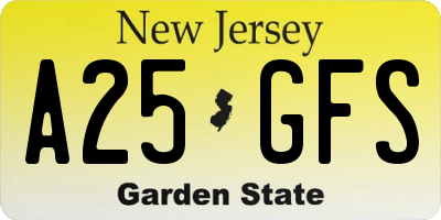 NJ license plate A25GFS
