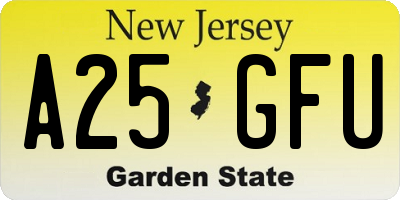 NJ license plate A25GFU