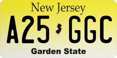 NJ license plate A25GGC