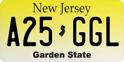 NJ license plate A25GGL