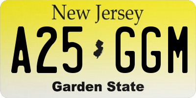 NJ license plate A25GGM