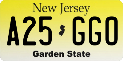 NJ license plate A25GGO