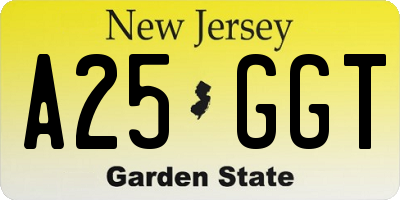 NJ license plate A25GGT