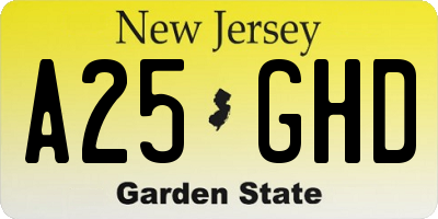 NJ license plate A25GHD