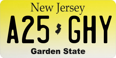 NJ license plate A25GHY