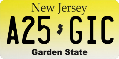 NJ license plate A25GIC