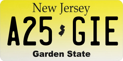 NJ license plate A25GIE