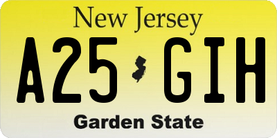 NJ license plate A25GIH
