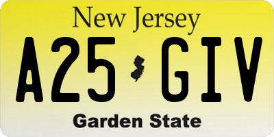 NJ license plate A25GIV