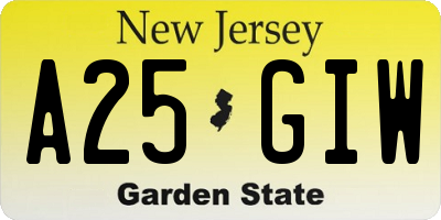 NJ license plate A25GIW