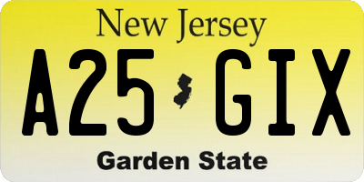 NJ license plate A25GIX