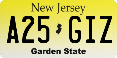 NJ license plate A25GIZ