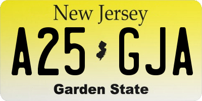 NJ license plate A25GJA