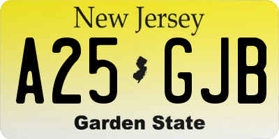 NJ license plate A25GJB