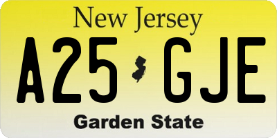 NJ license plate A25GJE