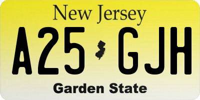NJ license plate A25GJH