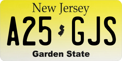 NJ license plate A25GJS