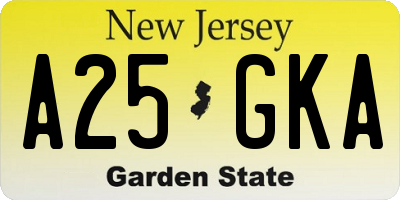 NJ license plate A25GKA